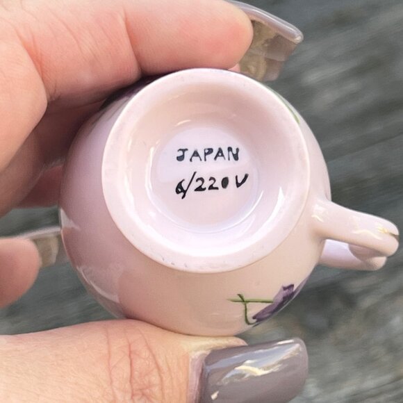 Vintage Pink  Purple Violets Japan Miniature Water Pitcher Porcelain Creamer 2" - Picture 5 of 5